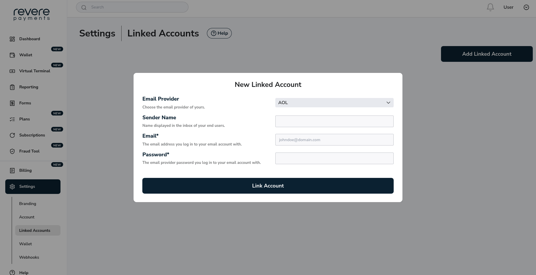 AOL Email Provider Linked Account